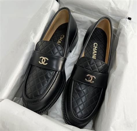 chanel loafers au|Chanel platform loafers.